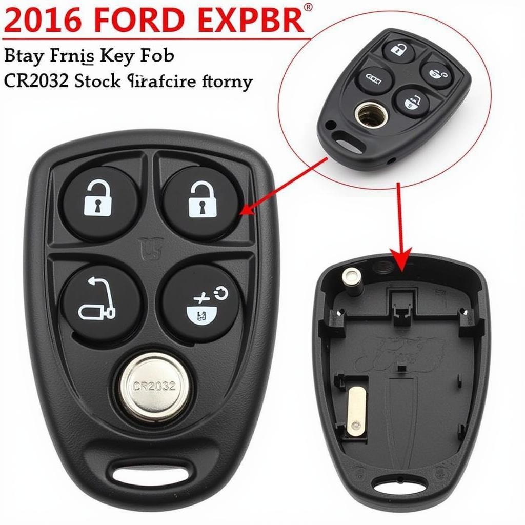 2016 Ford Explorer Key Fob Battery Location: Identifying the CR2032 battery inside the key fob.