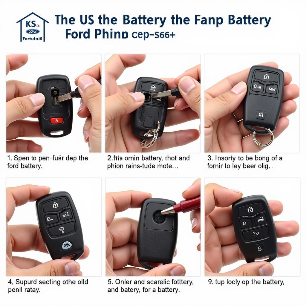 Replacing the battery in a 2016 Ford F150 key fob: Step-by-step guide with images showing how to open the key fob casing and replace the battery.