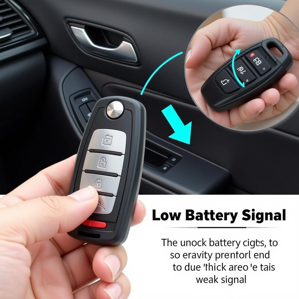 2016 Honda CR-V key fob showing signs of low battery with weak signal and intermittent functionality.