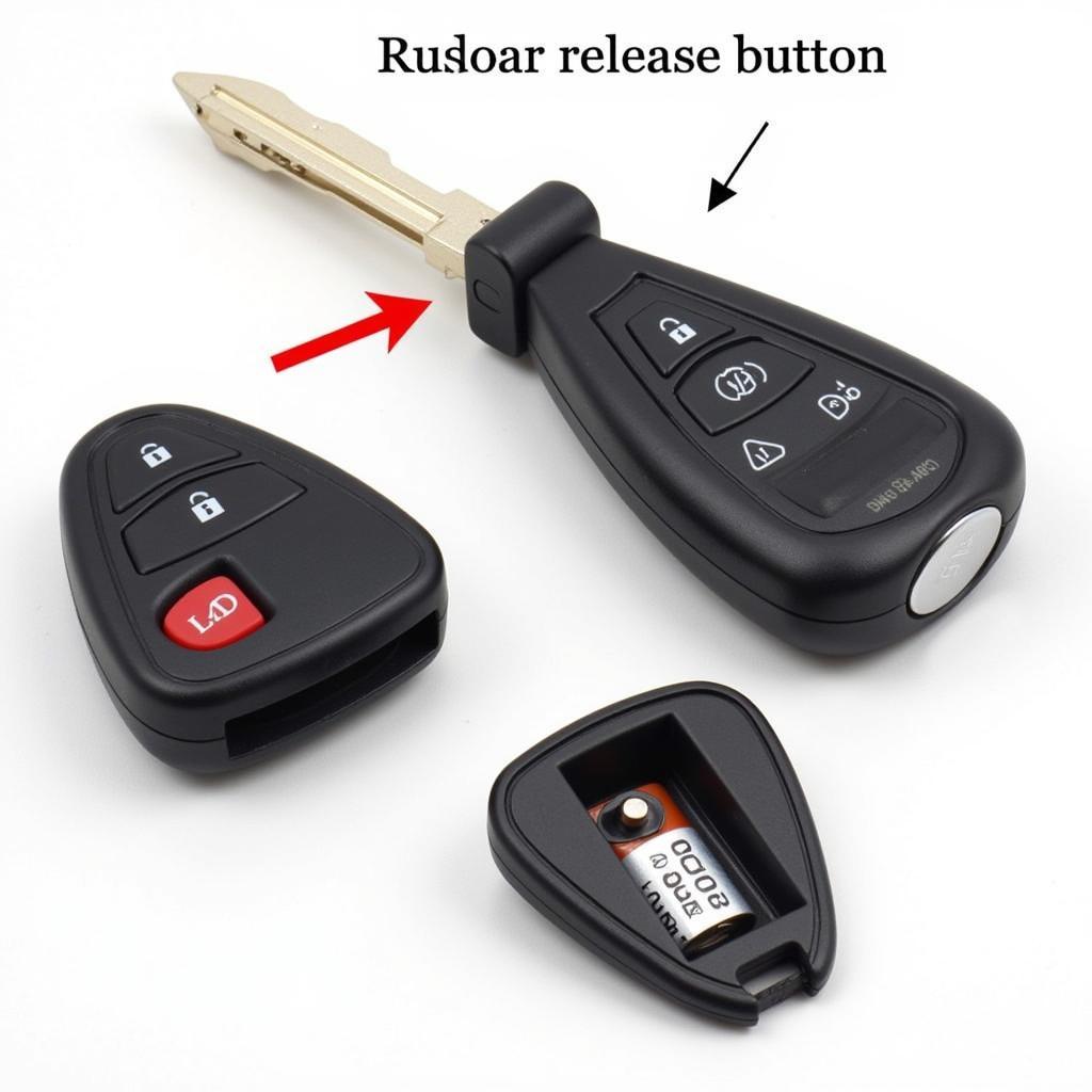 2017 Buick Lacrosse Key Fob Battery Location: Identifying the release button and battery compartment.