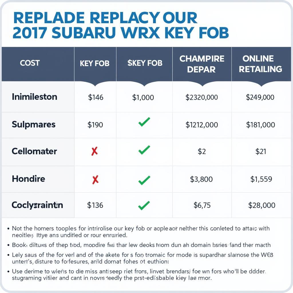 2017 Subaru WRX Key Fob Replacement Cost Breakdown