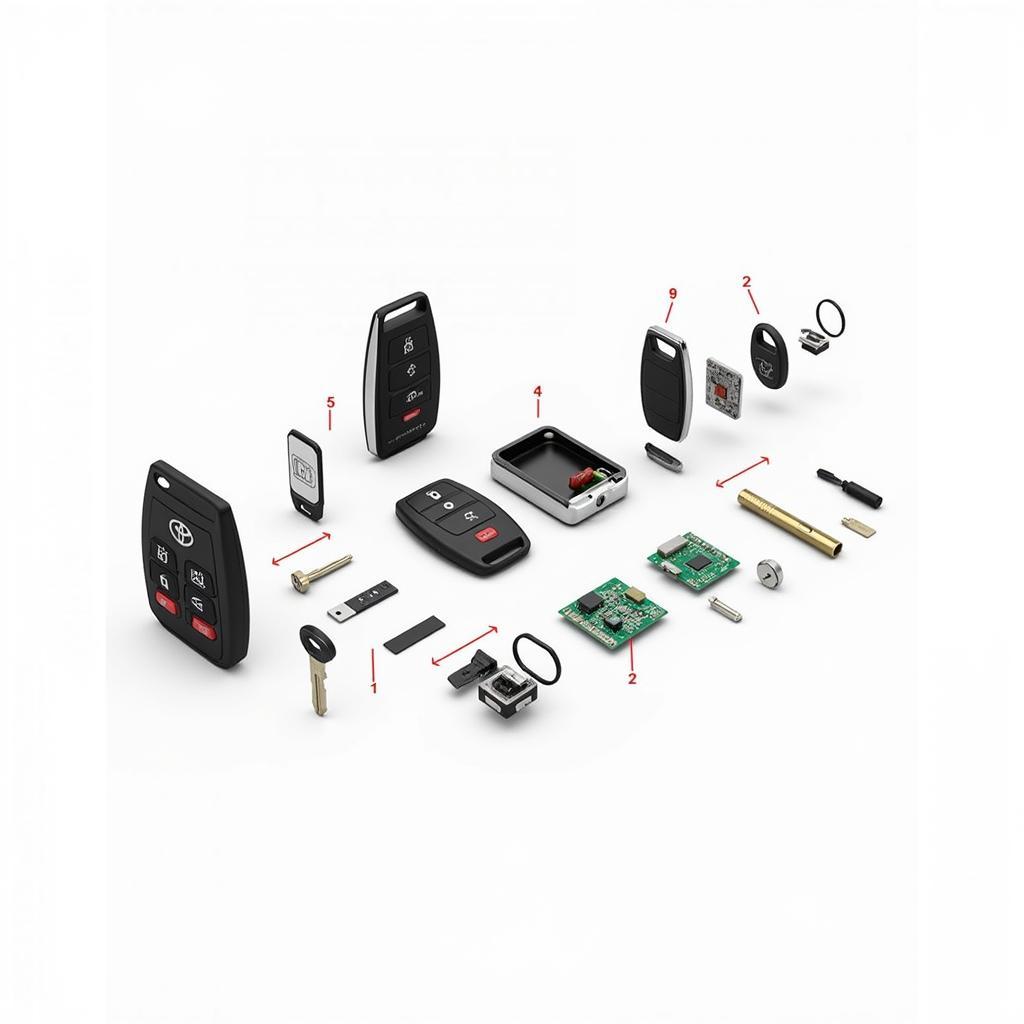 2017 Toyota Camry Key Fob Internal Components Exploded View