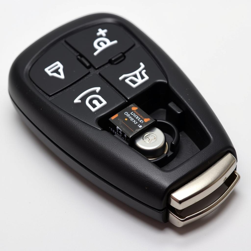 2018 Ford Fusion key fob with a CR2032 battery highlighted.