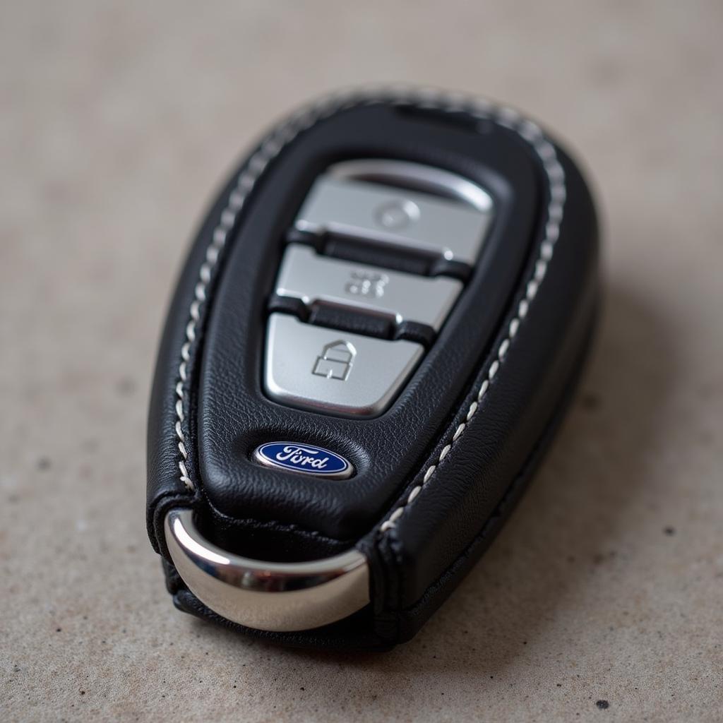 2018 Ford Taurus Leather Key Fob Close-up