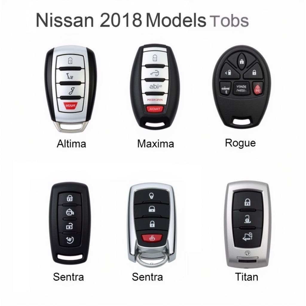 Various 2018 Nissan Key Fob Models