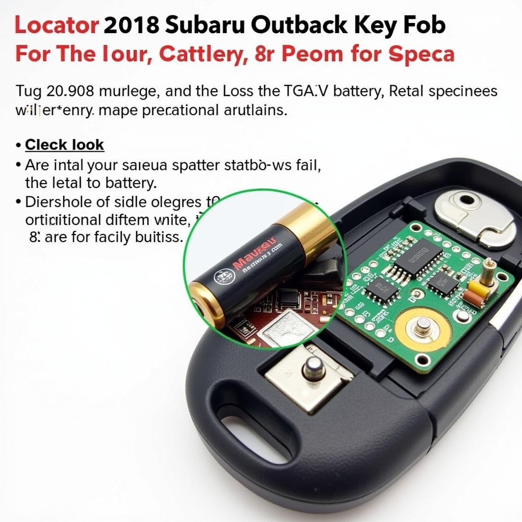 2018 Subaru Outback Key Fob Battery Location: A clear view of the CR2032 battery inside the key fob.