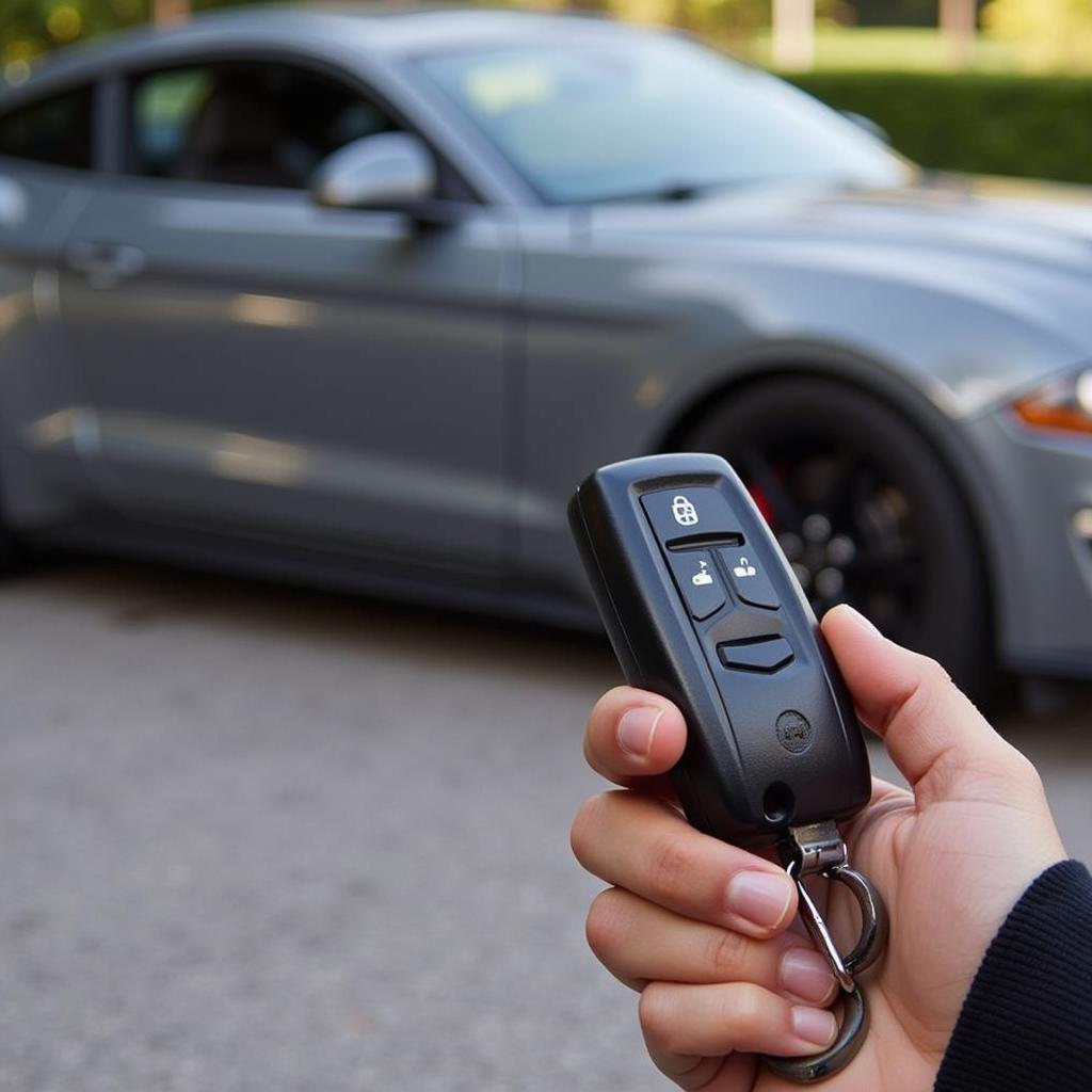 Testing the range of a 2019 Ford Mustang key fob