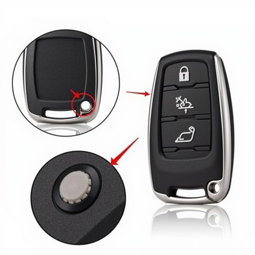 Locating the release button on a 2021 Nissan Rogue key fob