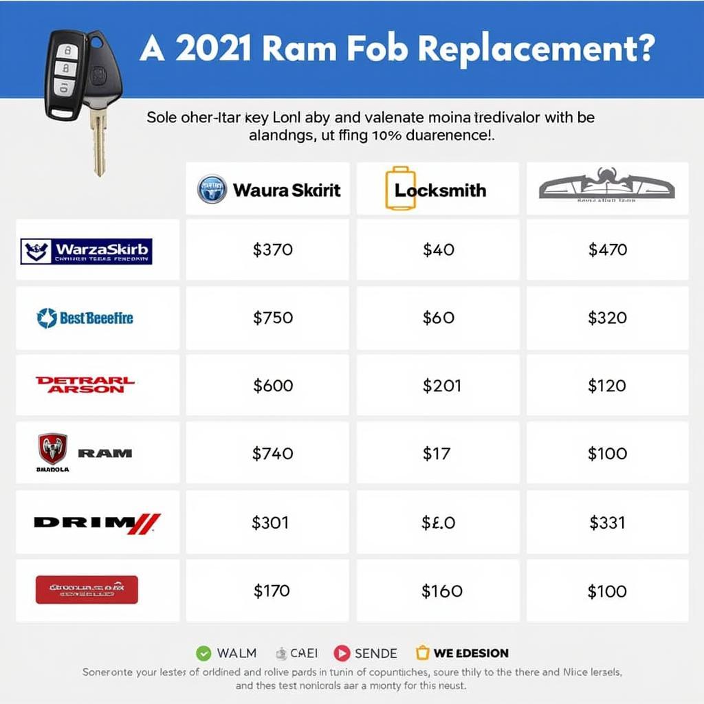 2021 Ram Key Fob Replacement Cost Comparison