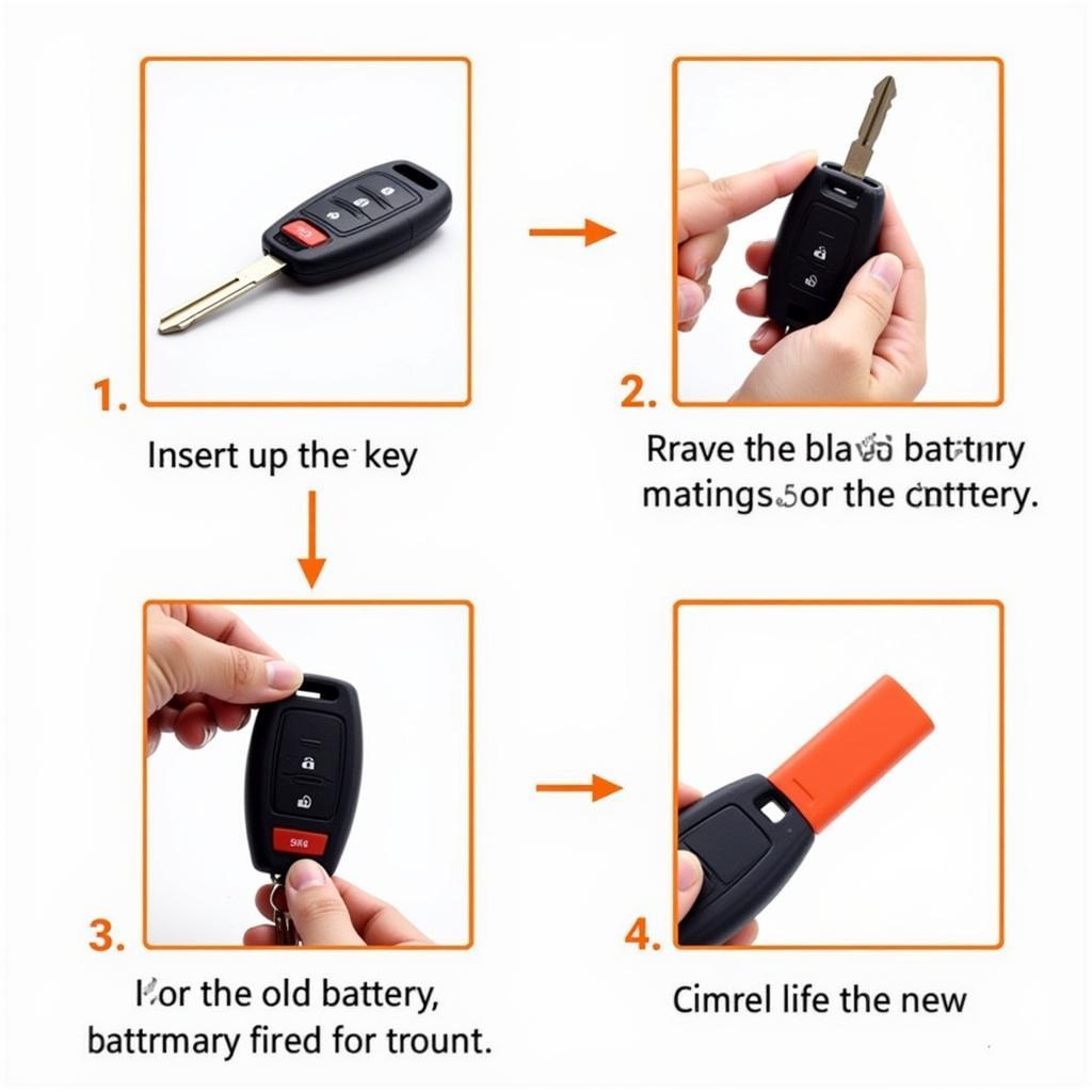 3rd Gen Tacoma Key Fob Battery Replacement Steps -  Step-by-step visual guide demonstrating how to open the key fob, remove the old battery, and install a new one.