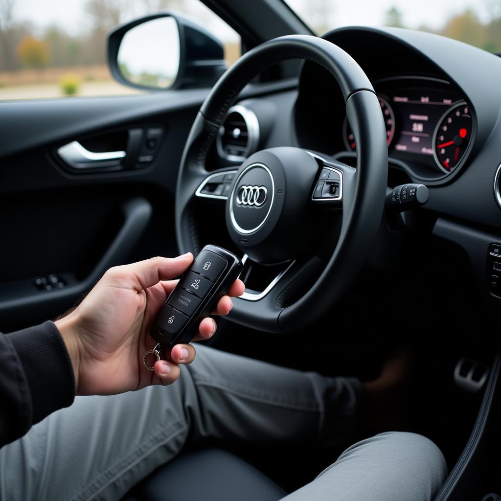 Testing the functionality of the Audi A3 key fob after battery replacement