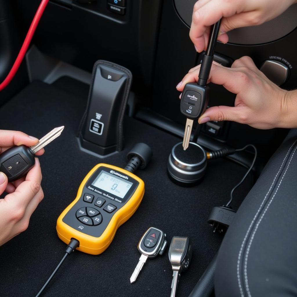 Automotive Locksmith Programming a Key Fob