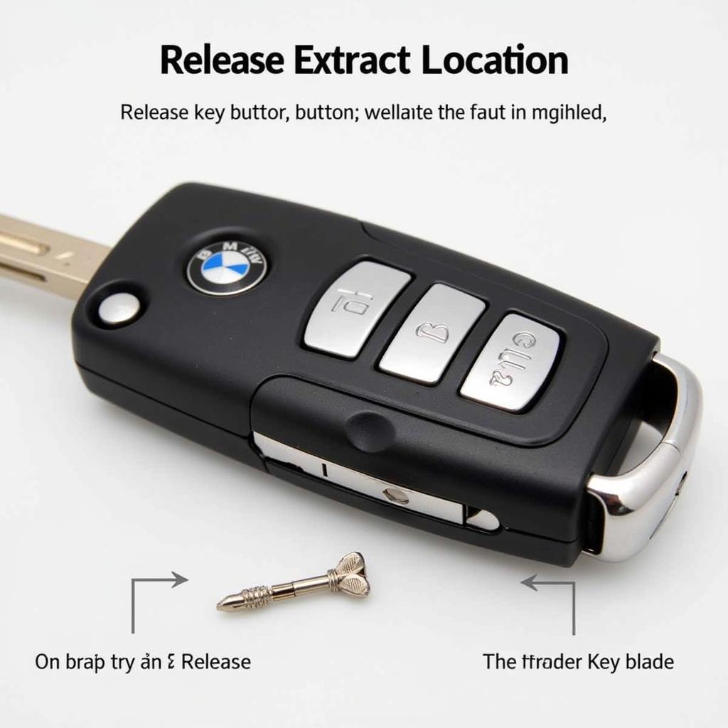 Locating the hidden key blade in a BMW key fob