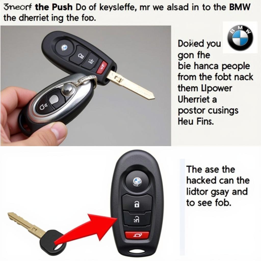 Locating the hidden mechanical key on a BMW key fob