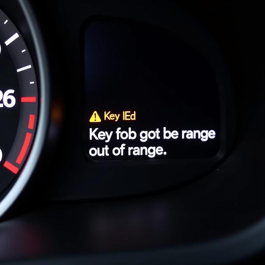 Car Dashboard Showing Key Fob Warning Message