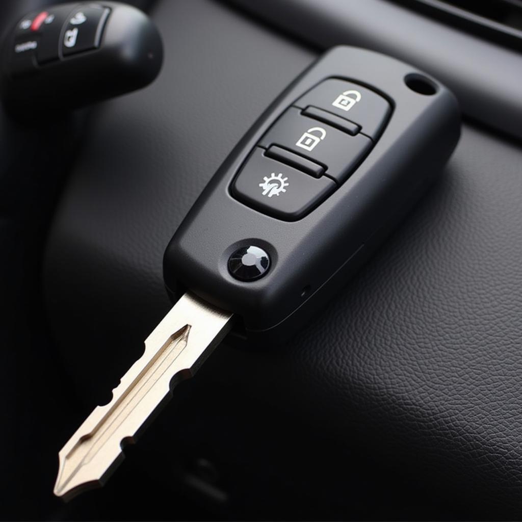 Car key fob with hidden key exposed