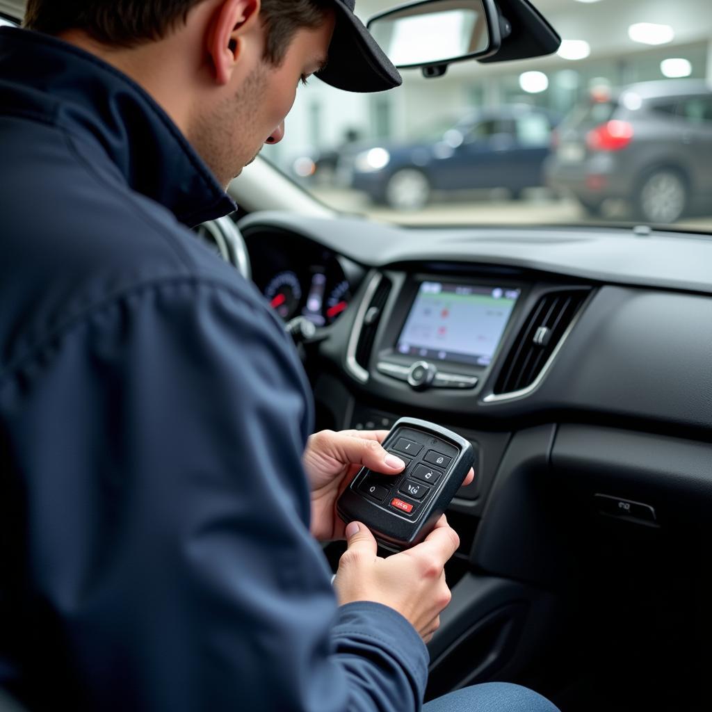 Car key fob programming by an automotive technician