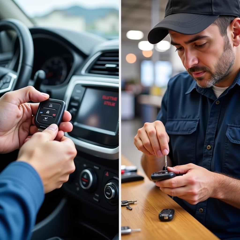 Car key replacement options at a dealership and locksmith