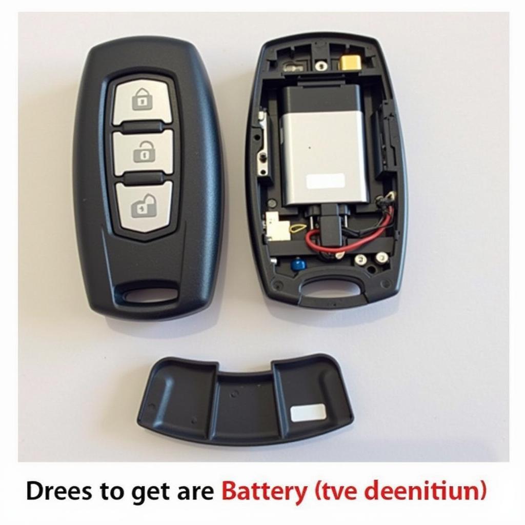 Disassembled Chrysler 300 Key Fob showing the battery compartment