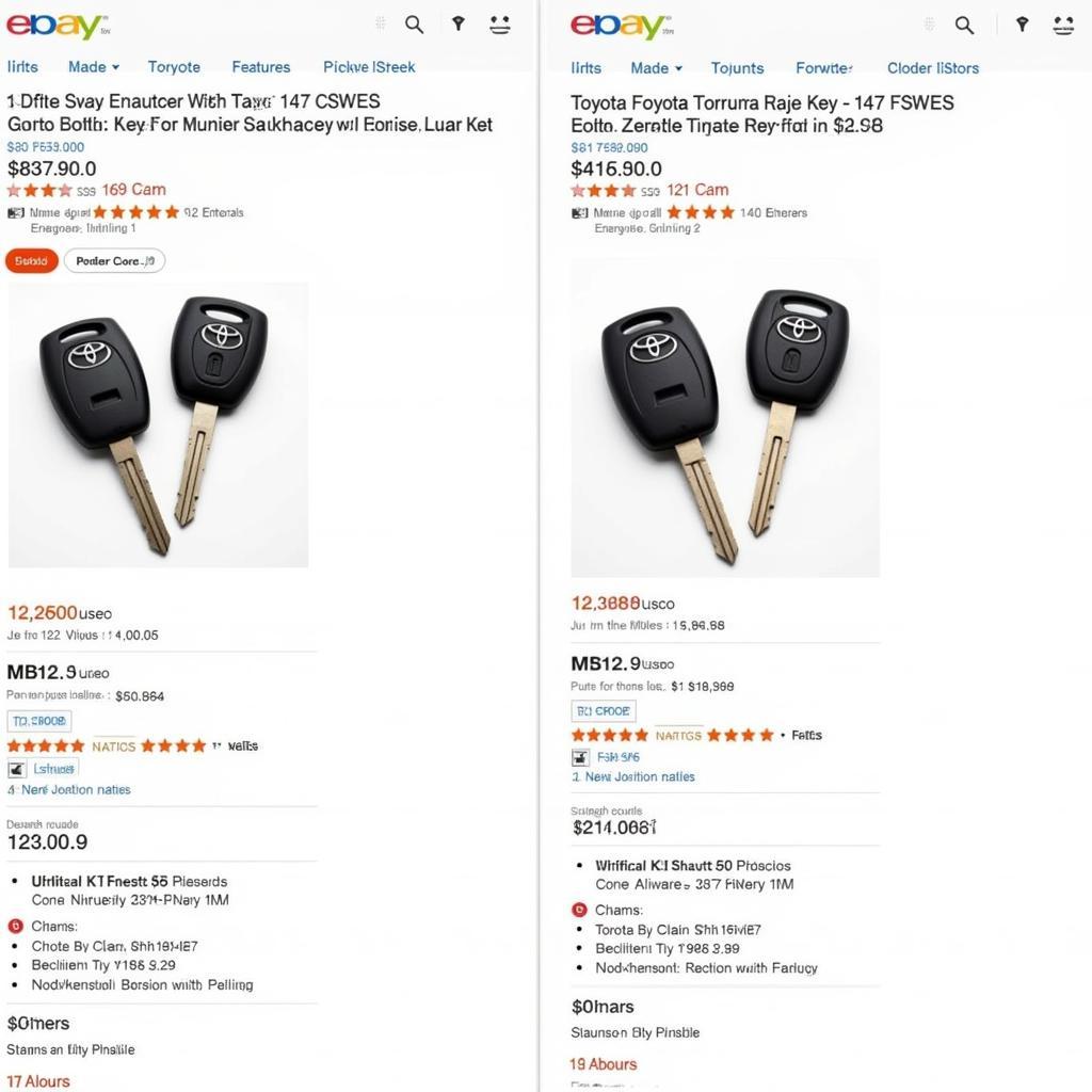 Comparing 2017 Toyota Key Fobs on eBay