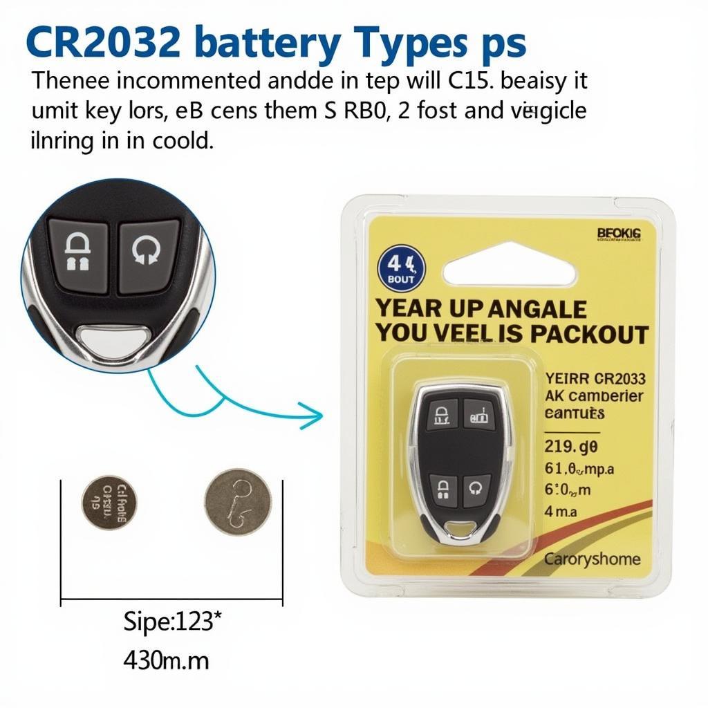 CR2032 Battery for 2018 Jeep Key Fob: Close-up image of a CR2032 battery and its packaging.