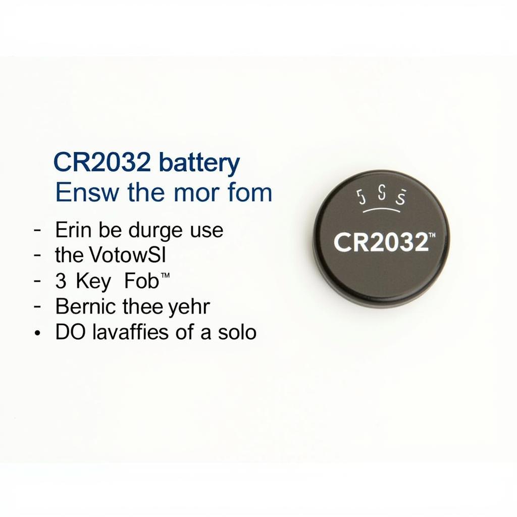 CR2032 Battery for 2011 Volvo S60 Key Fob: Close-up of the correct battery type.