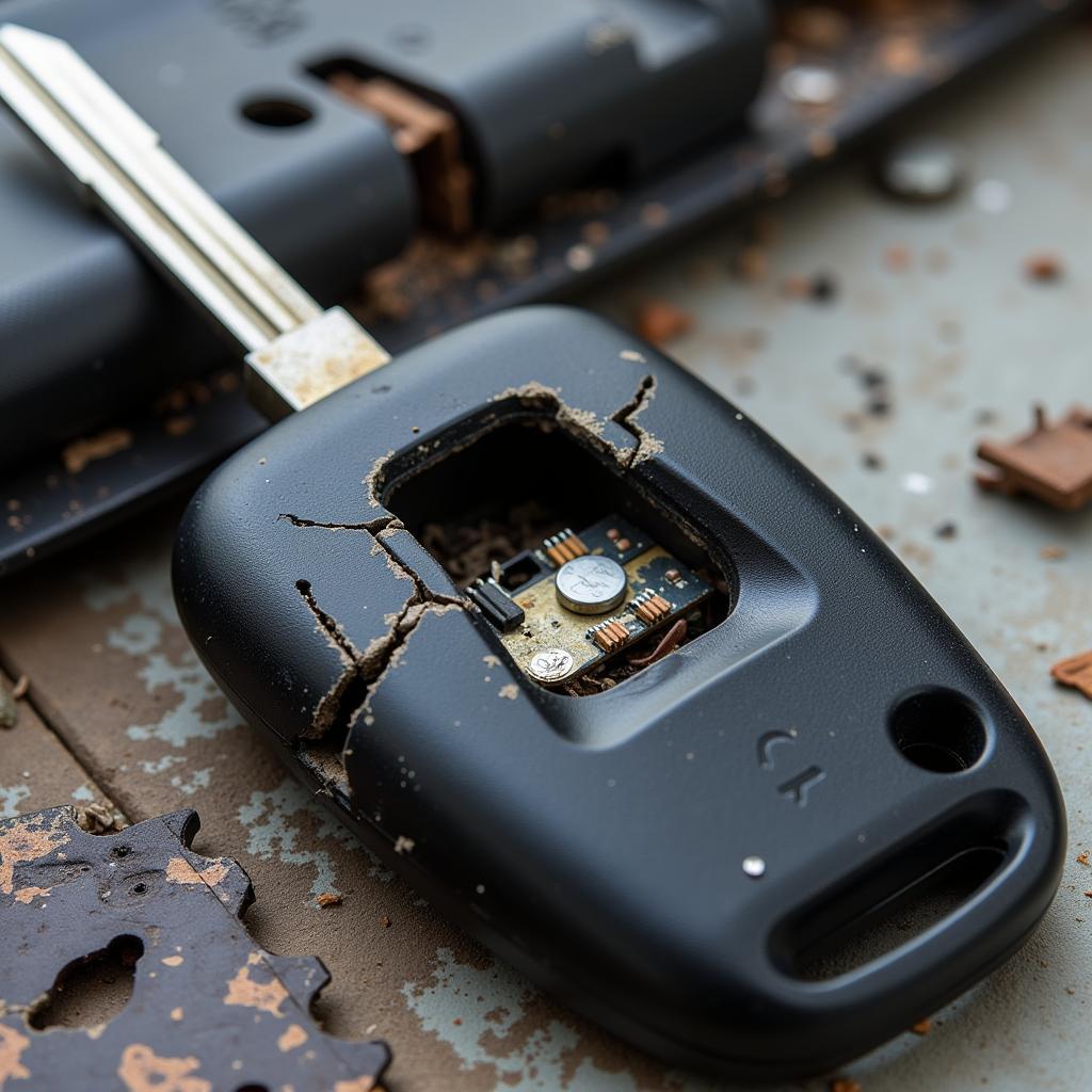 A Damaged Jeep Key Fob