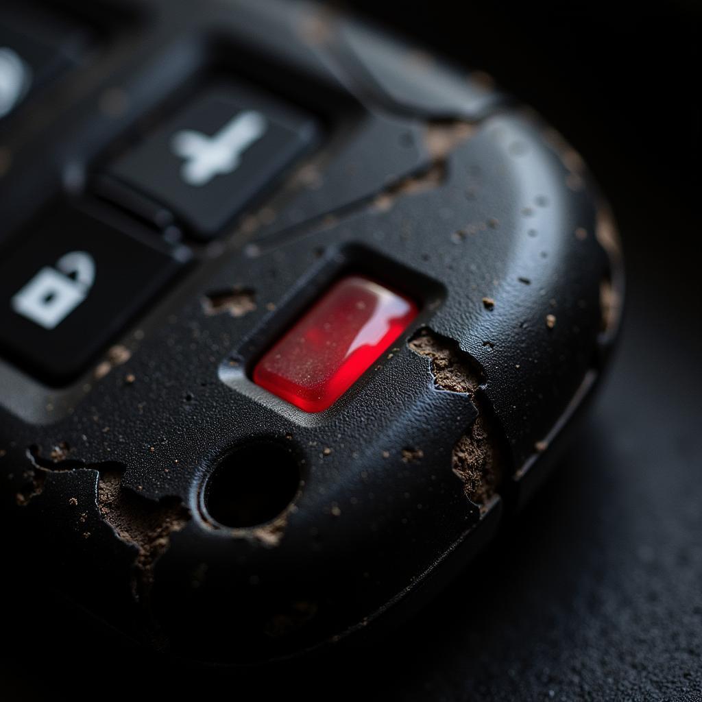 Damaged Car Key Fob with Red Light