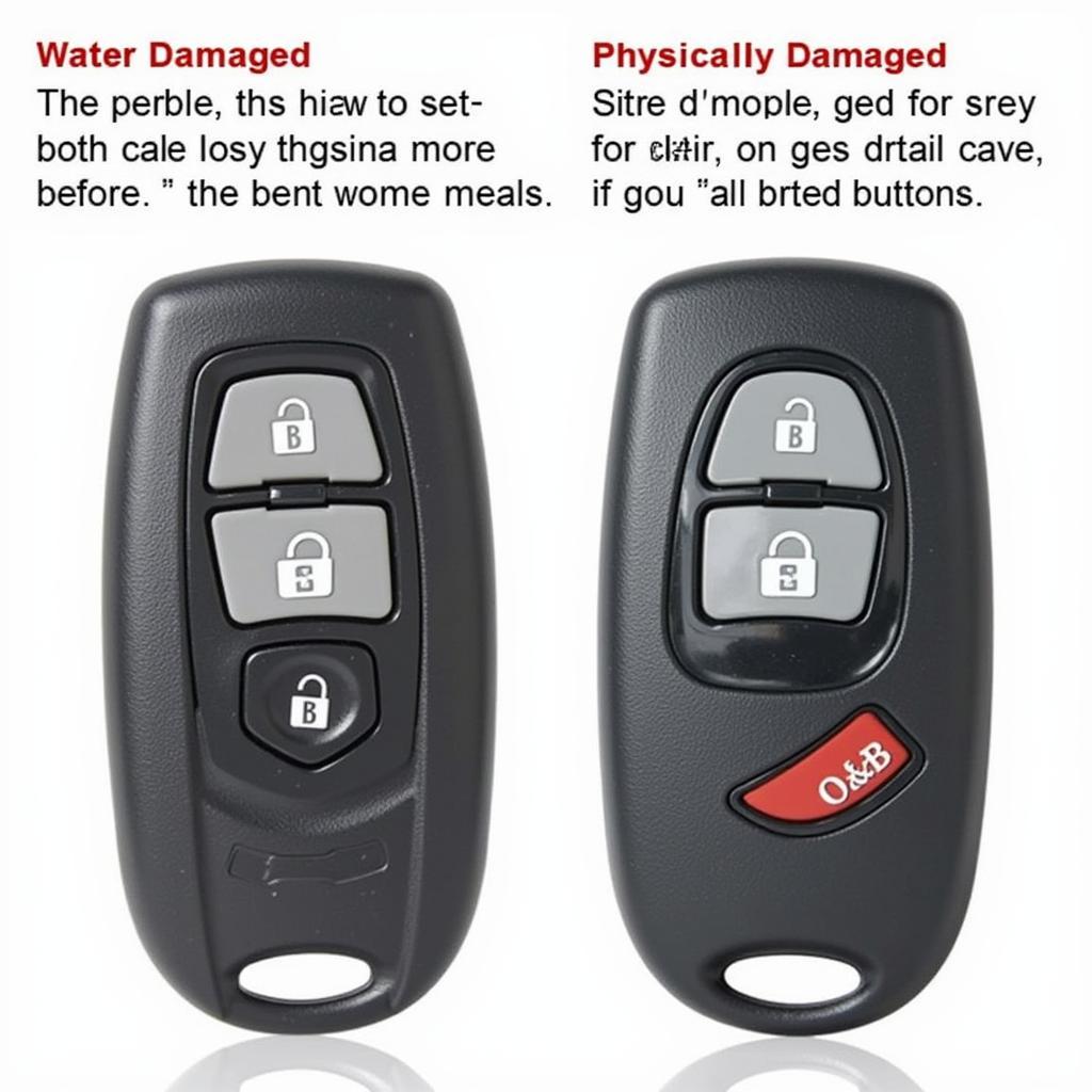 Examples of Damaged Nissan Altima Key Fobs