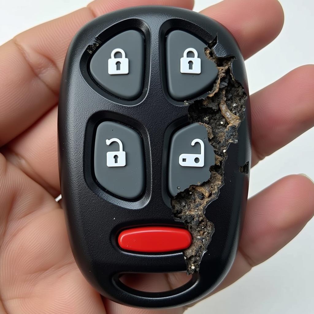 Damaged Toyota Key Fob Requiring Replacement