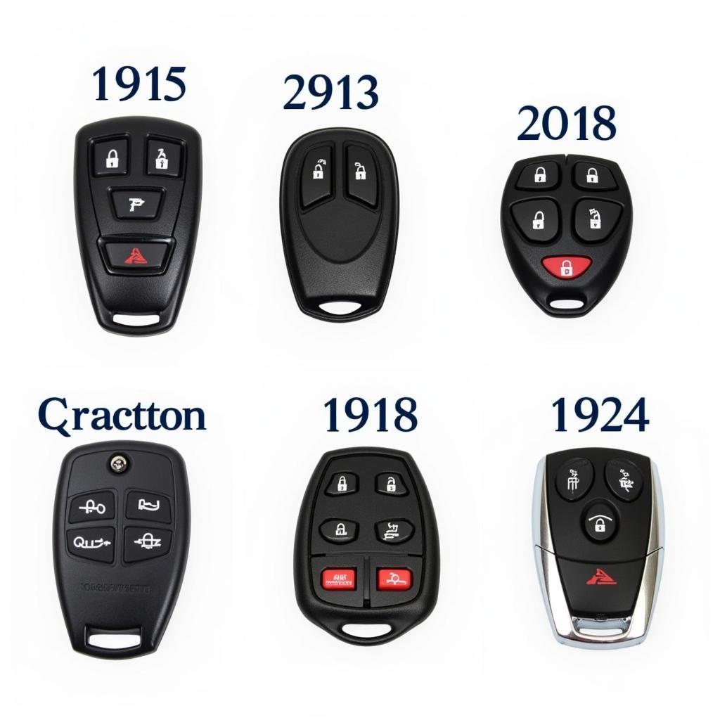 Various Chevy Key Fobs by Model Year