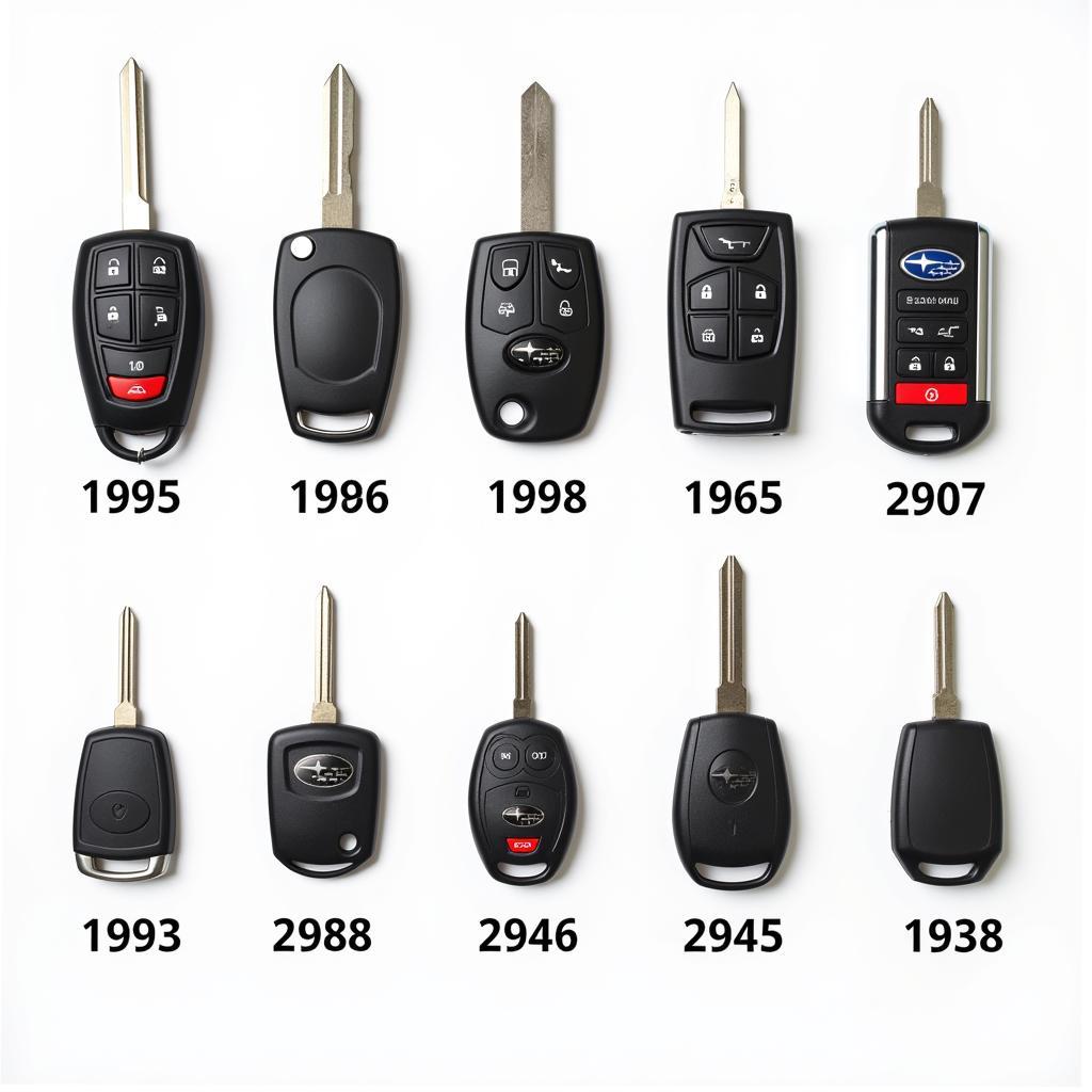 Various Subaru Legacy Key Fobs Through the Years