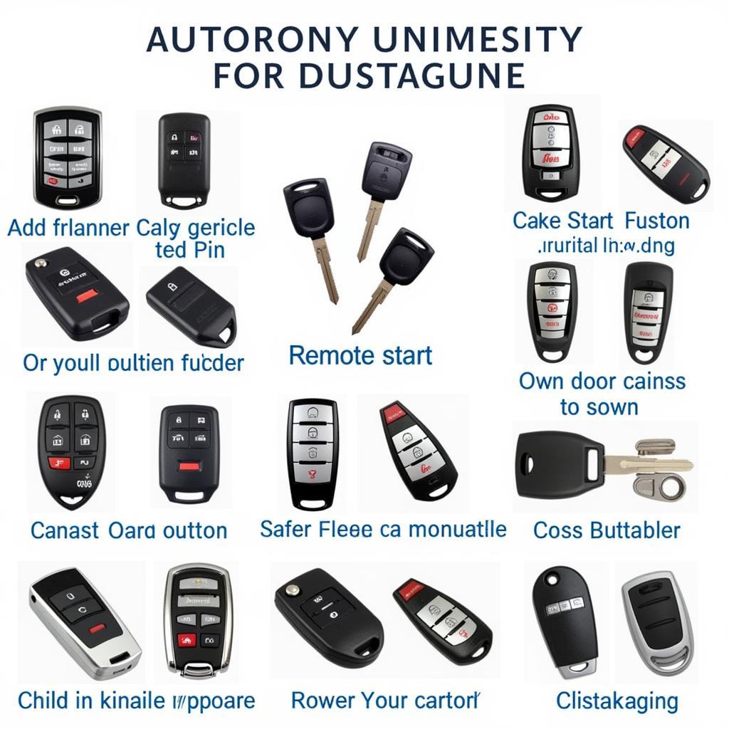 Various Car Key Fobs with Different Features