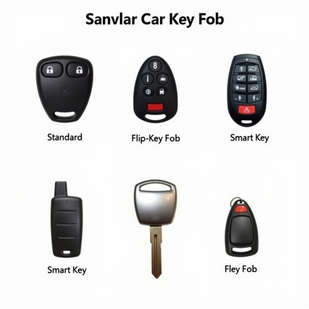 Various types of car key fobs