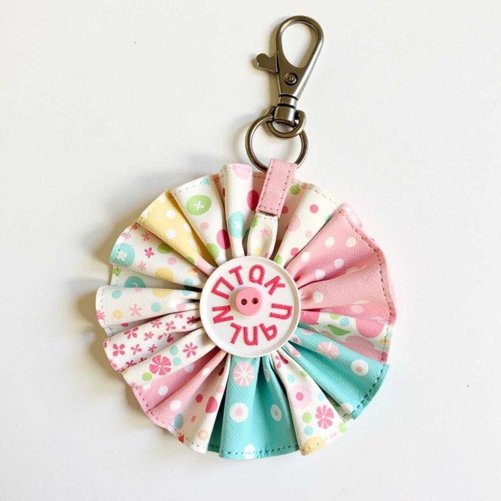 Finished ruffled key fob with personalized embellishments.