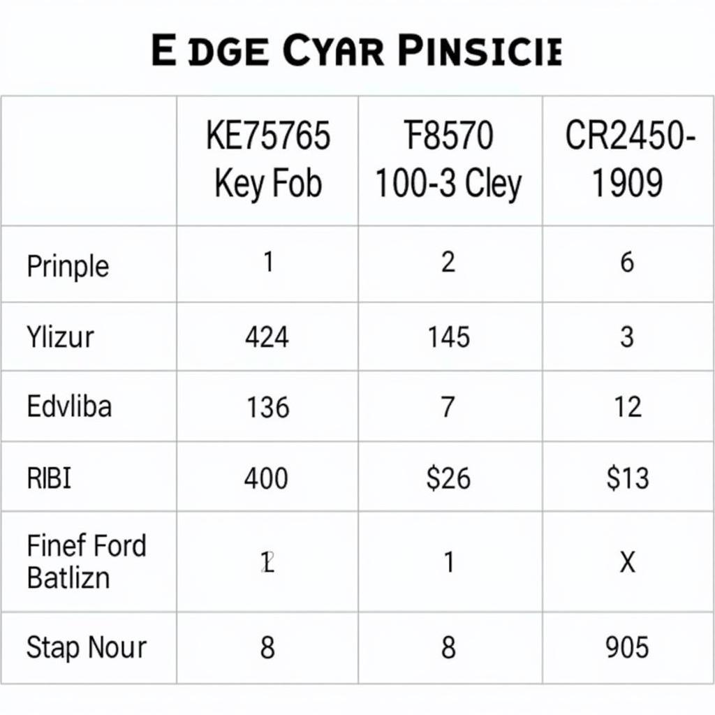 Comparison of Ford Edge Key Fob Battery Types across Different Model Years