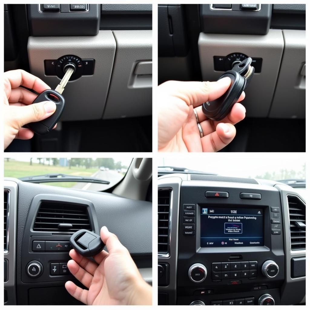 Ford F150 Key Fob Programming Process: Inserting Key into Ignition, Pressing Buttons in Sequence