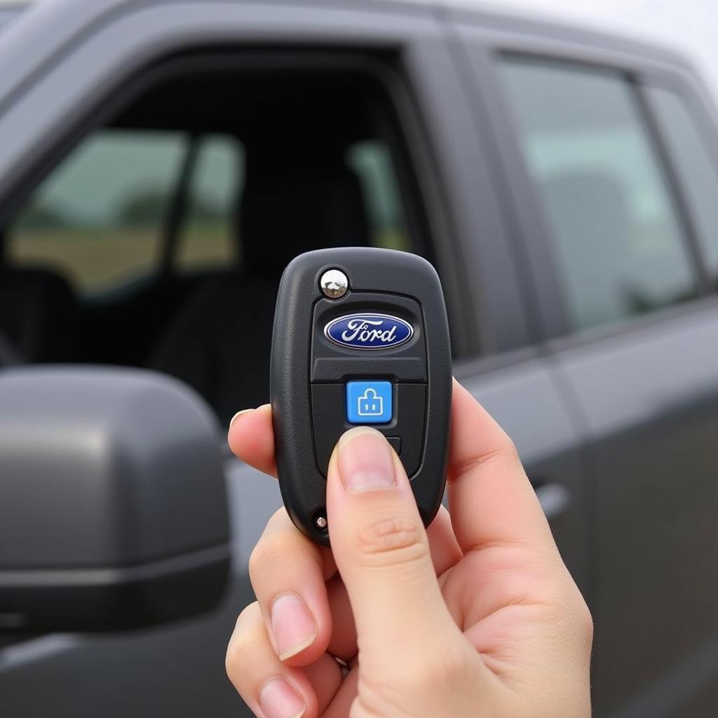 Ford F150 key fob being used to roll down windows