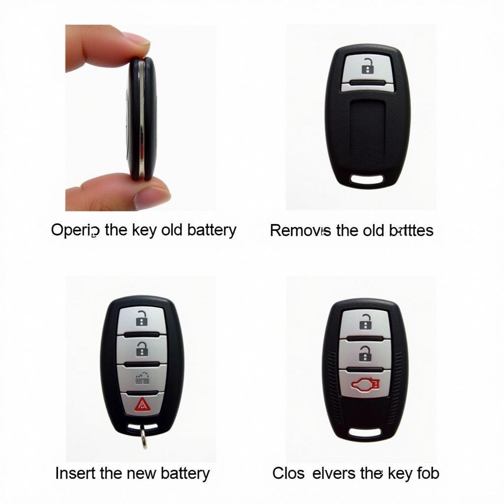 Step-by-step process of replacing the battery in a Ford Fusion key fob.