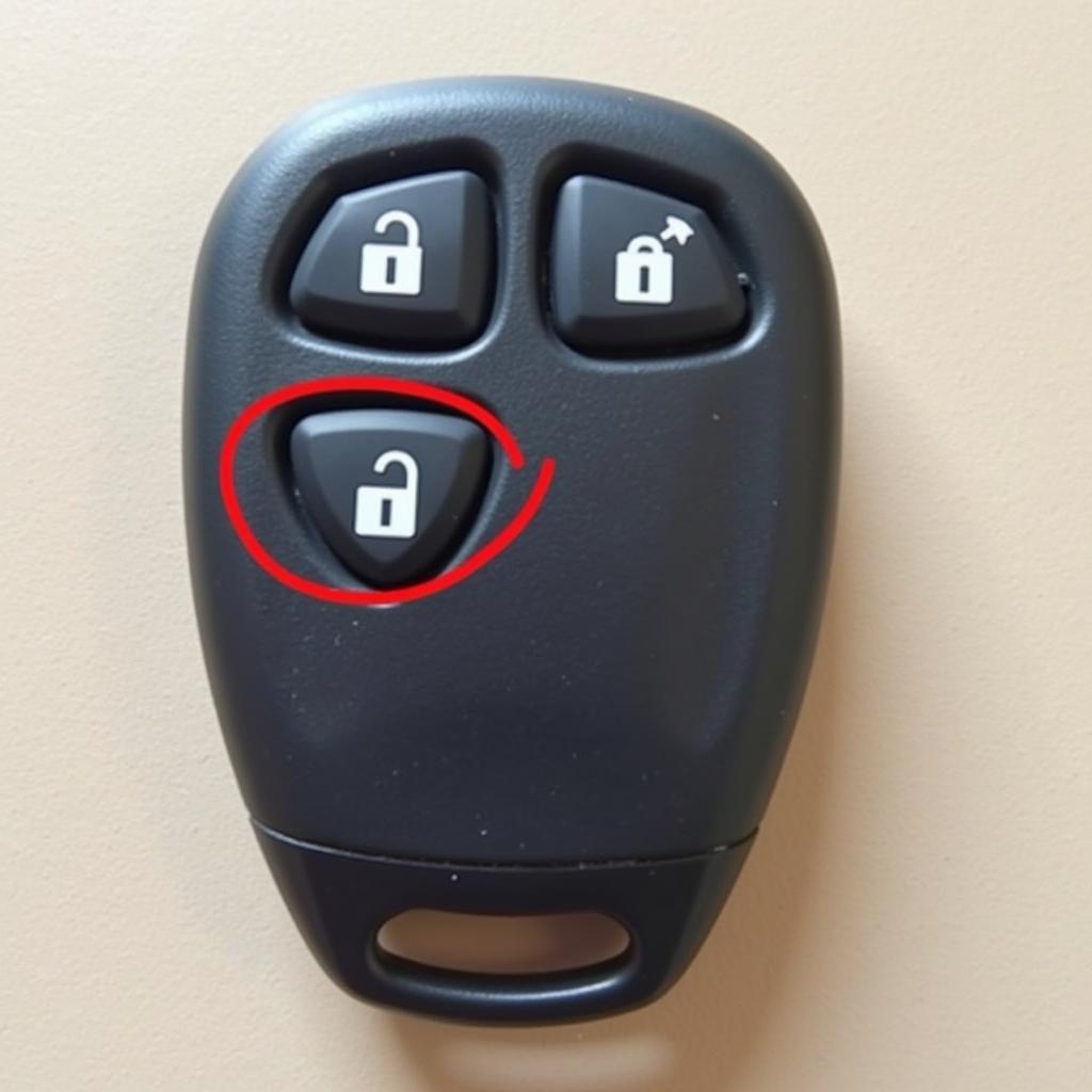 Ford Fusion key fob with remote start button highlighted.