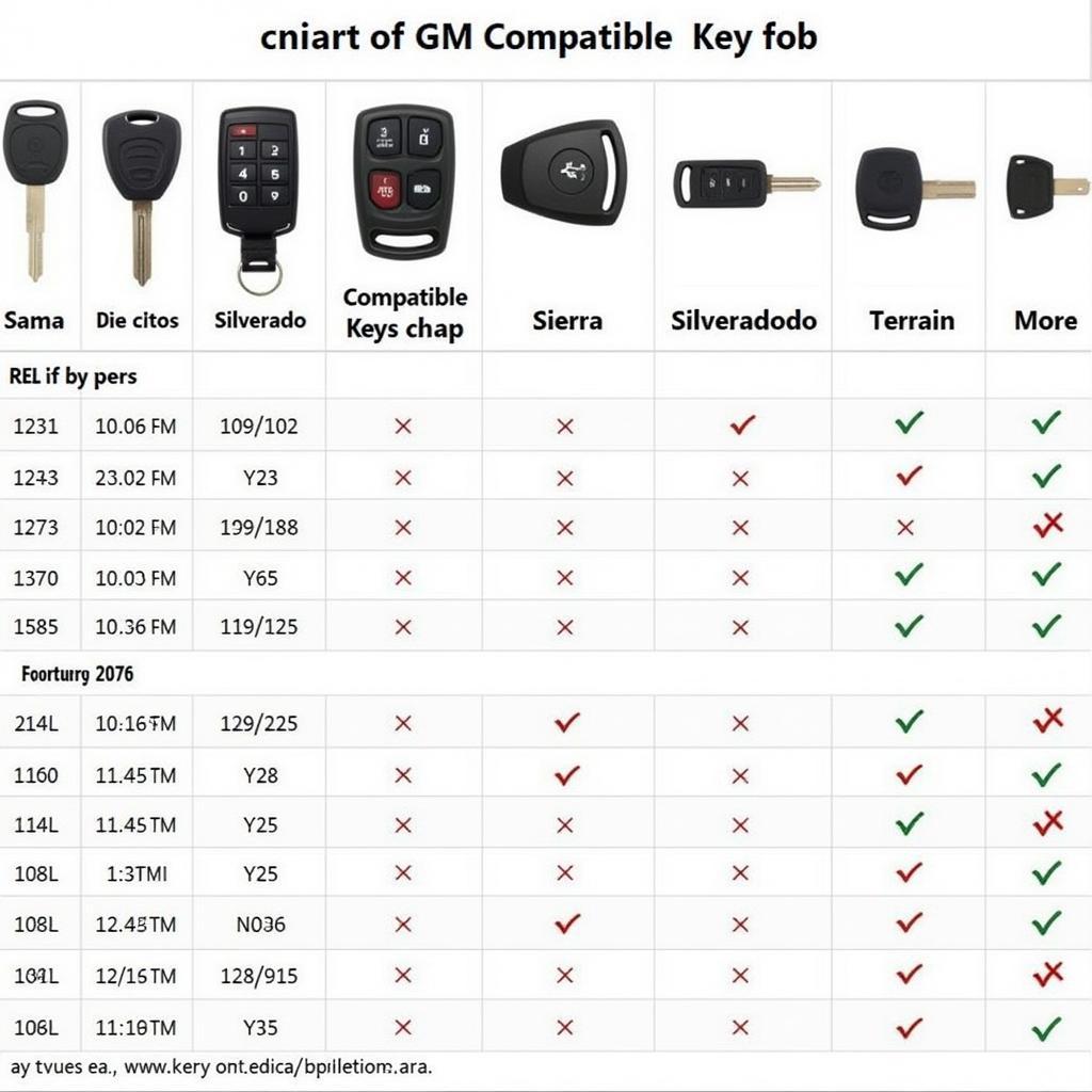 GM Key Fob Compatibility Chart