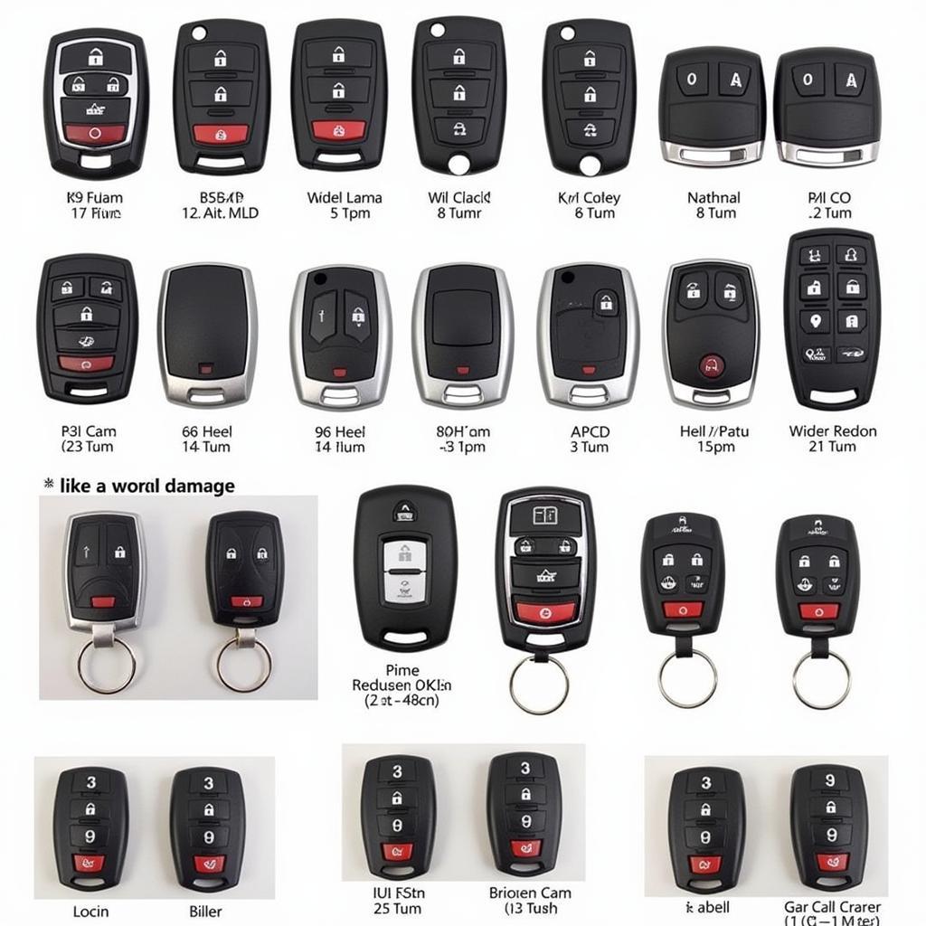 Various GMC Key Fob Shell Types