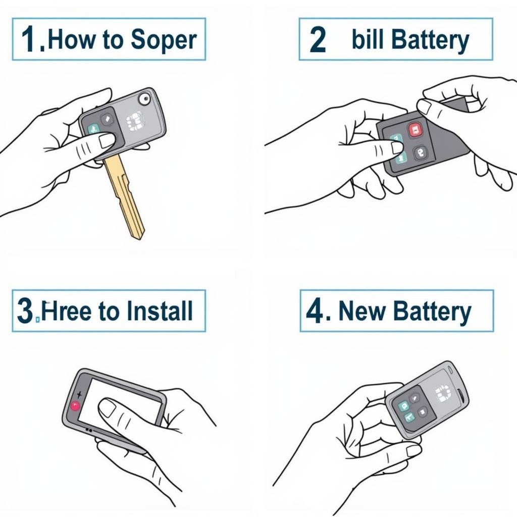 Step-by-step visual guide on how to replace the battery in a Hyundai Tucson 2019 key fob.