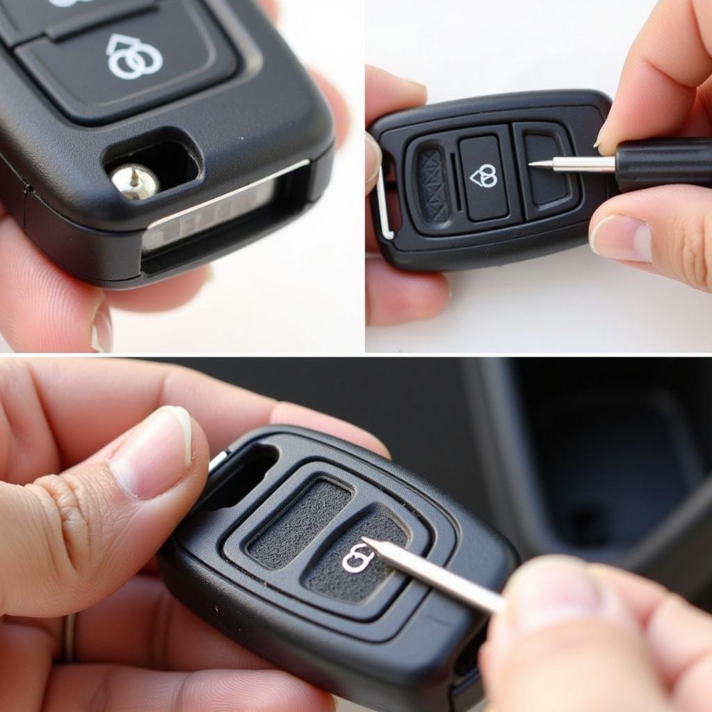 Inserting the Screwdriver into the Audi Key Fob