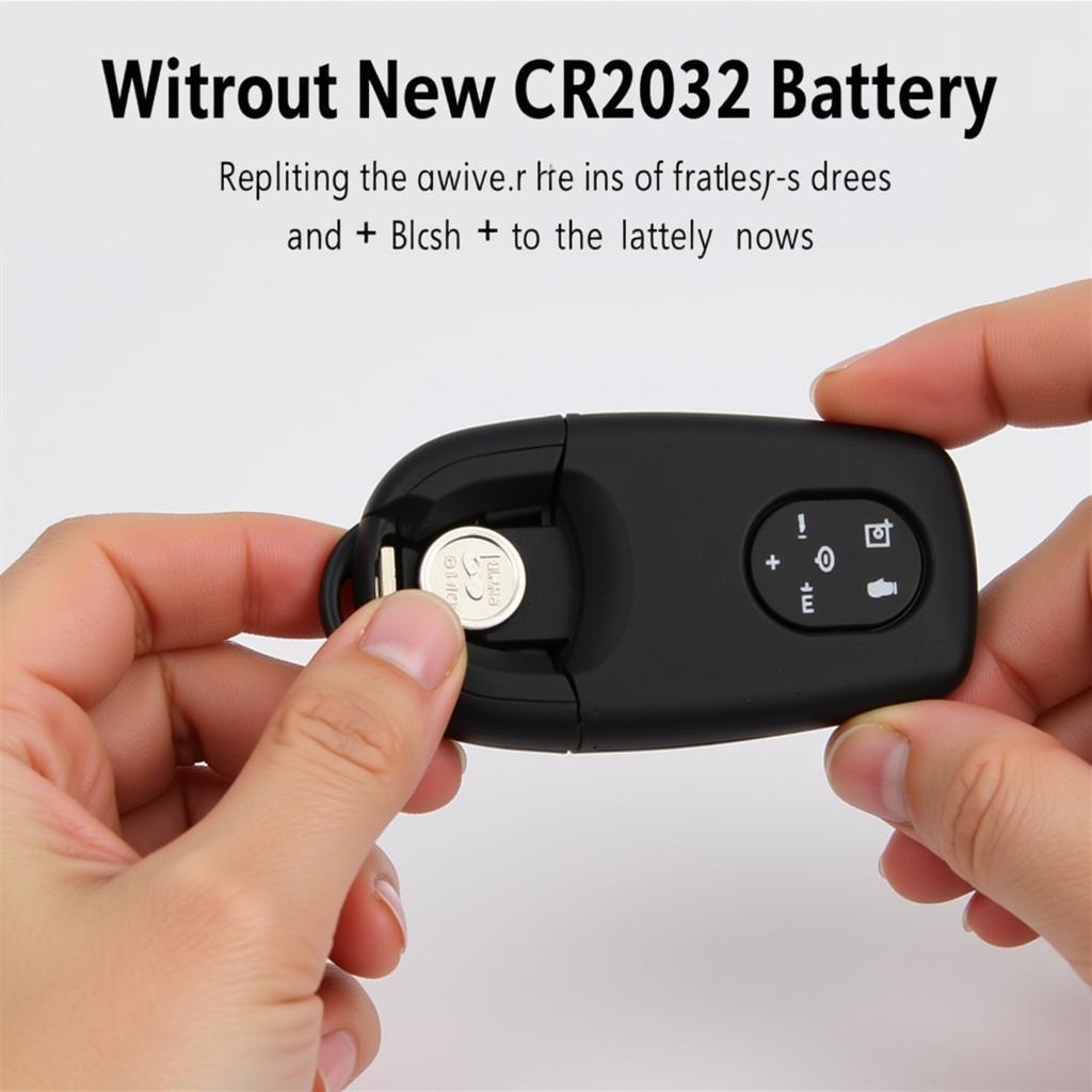 Installing New CR2032 Battery in Ford Edge Key Fob: Proper placement and orientation of the battery