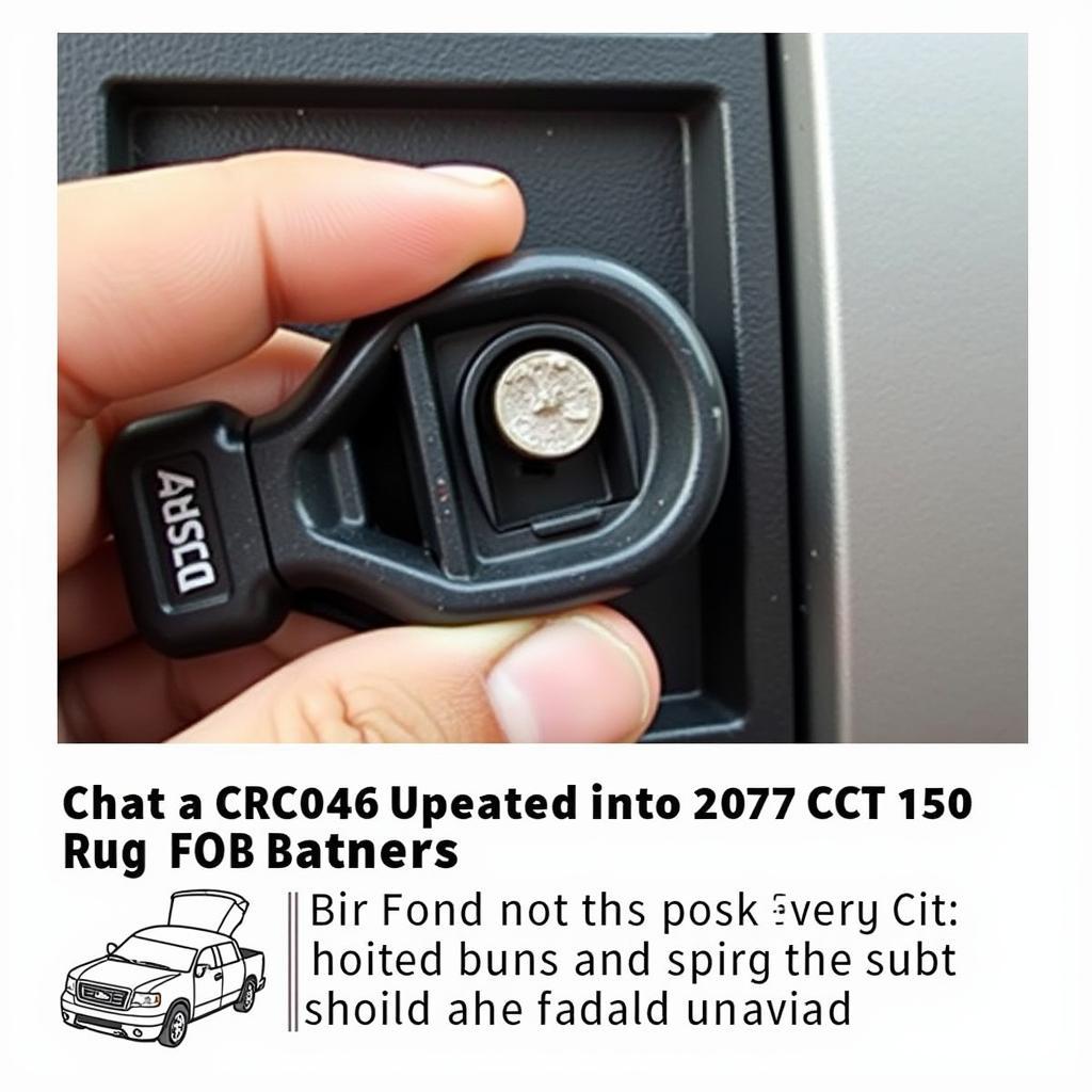 Inserting the new CR2032 battery into the key fob