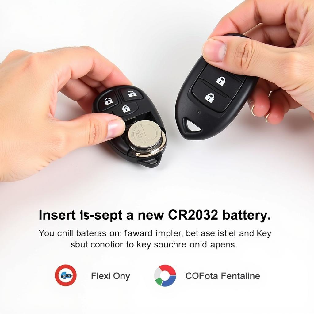 Installing a new CR2032 battery in the key fob.