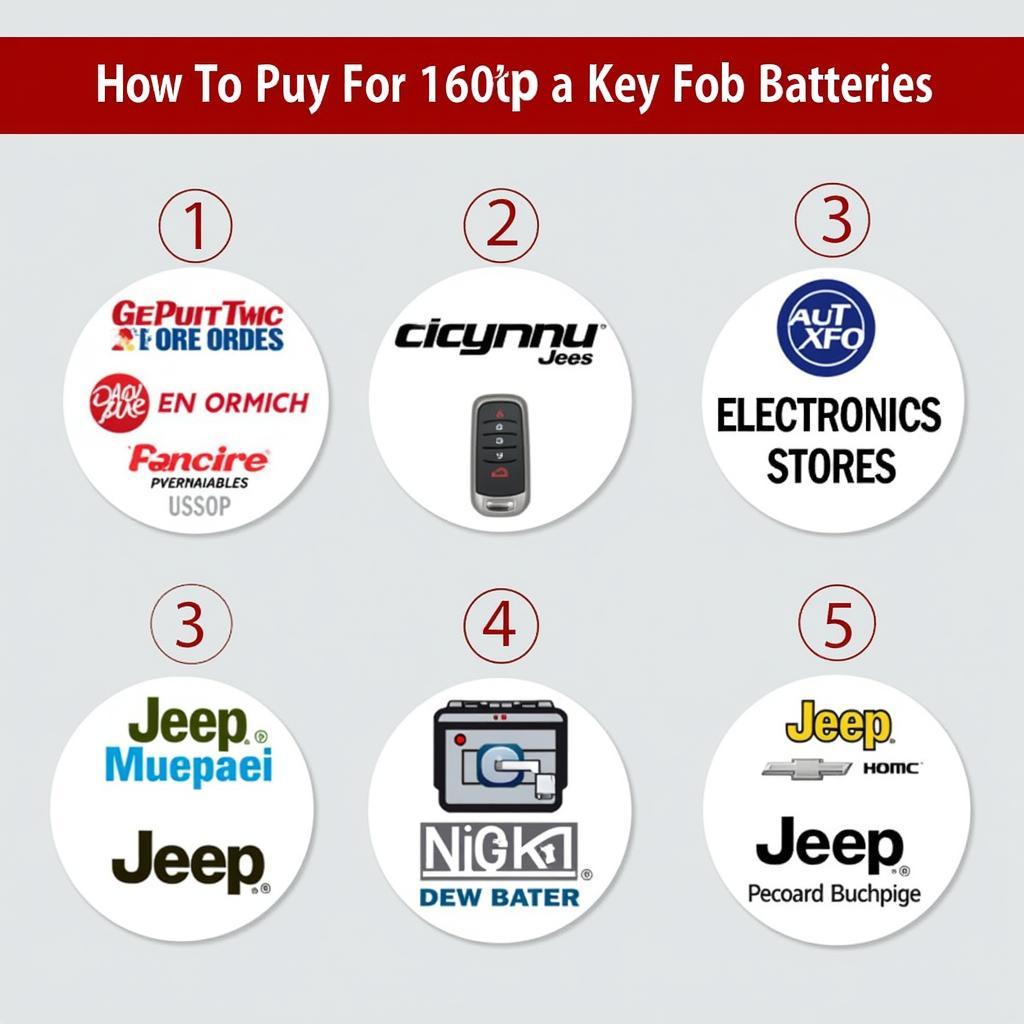 Where to buy Jeep key fob batteries: Auto Parts Stores, Electronics Stores, Online Retailers, Jeep Dealerships