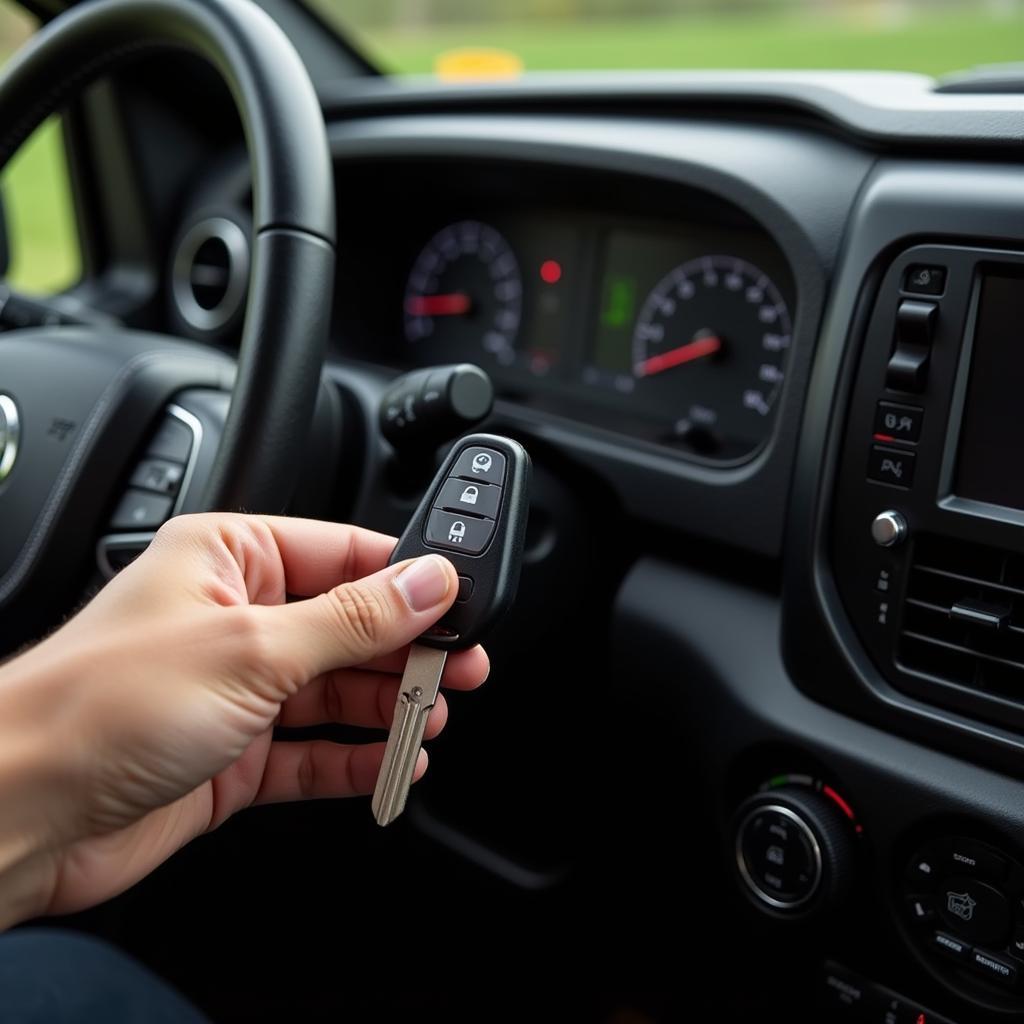 Holding a Jeep Key Fob Near the Start Button