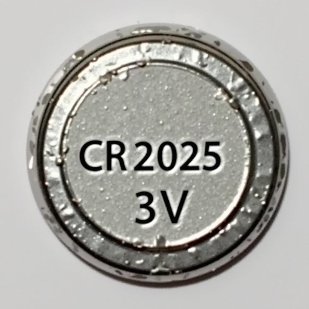 Close-up view of a CR2025 key fob battery